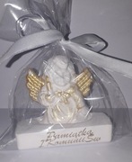 aniołki zapakowane podziękowania dla gości Komunia Święta Chrzest