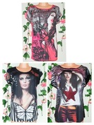 Bluzki 3 szt. krótki rękaw motyw kobiet 42-44 (XL - 2 XL)