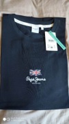 Pepe Jeans czarny t-shirt rozm XL nadruk brytyjska flaga 