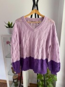 Piękny wiosenny sweterek fioletowy liliowy V neck