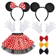 STRÓJ MYSZKA MINNIE Miki Przebranie Dla Dziewczynki Bal Spódnica Kokardy