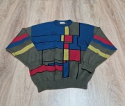 Sweter Vintage 90s Geometryczny we Wzory Coogi M