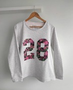 Jasnoszara bluza z cyfrą kwiaty r XL
