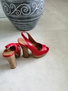 Lakierowane Czerwone Mega Sexy - Wysokie Koturn 37