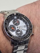 Zegarek Seiko Flightmaster Chronograph 7T62-0EB0 z białą tarczą