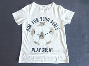 116 122 H&M 128 T-shirt Bluzka piłka nożna cekiny biała letnia Koszulka la