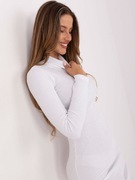 Biała prążkowana sukienka z golfem RUE PARIS