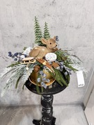 Świąteczny złoty flowerbox z sarenką i choinkami