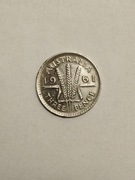 Moneta Australia 3 pensy 1961r.Elżbieta II - srebro - stan bardzo dobry