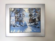 "Zima w lesie,"obraz akrylowy 