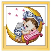 Zestaw z nadrukiem do haftu krzyżykowego "Księżycowy sen-chłopczyk" 