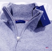 Gant sweter golf L szary merino suwak half zip extrafine joop smedley susu