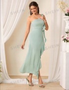 Elegancka sukienka mięta falbana wesele S 