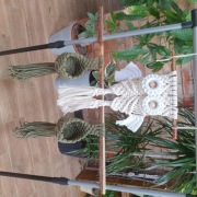 Makramowy kwietnik Sowa - rękodzieło ze sznurka