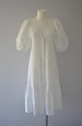 Zara biała ażurowa sukienka haft guziki white cottage dress 34 XS