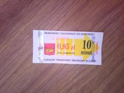 Bilet jednorazowy 0,85zł 85 gr MPK Łódź stare logo skasowany ulgowy