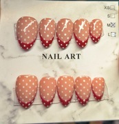 Zestaw Press On Nails Rękodzieło - French i kropki. Rozmiar M