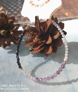 Bransoletka amulet ochronny ametyst czarny turmalin labladoryt