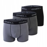 3x BOKSERKI męskie O’Neill Plain | Bawełniane, Grey/Black, Rozmiar S