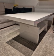 AVERSA rozkładana lawa z szufladą lakier biały połysk 