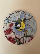 Obrazek z sikorką malowany ręcznie