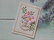 Kartka ślubna handmade, ecru #7, A6, w zestawie z kopertą, ręcznie robiona
