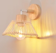 Kinkiet, lampa z rattanu boho / glamour / loft