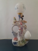 Piękna porcelanowa lampa z  gejszą