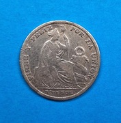 Peru 1/5 sola rok 1892, dobry stan, srebro 0,900