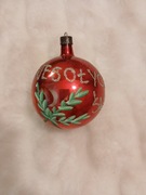 Bombka choinkowa szklana stara z okresu PRL handmade ręcznie zdobiona