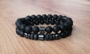 Komplet bransoletek z kamienia wulkanicznego 