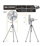 Wentylator stojący oscylacja 3 prędkości retro na statywie srebny