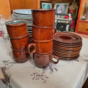 Zestaw 12 filiżanek ze spodkami PRL Pruszków