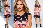 Bodyflirt sukienka 44/46 borderowy wzór kwiaty wesele pachy 106 cm