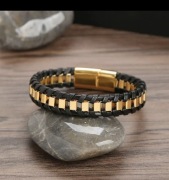 Męska skórzana Bransoletka 