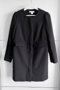 H&M czarny krótki płaszcz na wiosnę elegancki prosty marynarka minimal 40 L