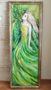 Obraz olejny Kobieta w zielonej sukni 160 x 60 cm