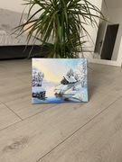 Obraz akrylowy ręcznie malowany zimowy