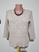 Bluzka ze ściągaczem w pasie i w rękawach beżowa 