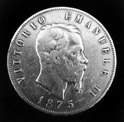 WŁOCHY Vittorio Emanuele II, 5 Lirów, srebro 900/1000 r.1875