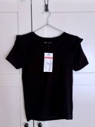 SINSAY Bluzka dzianina czarna falbanki NOWA rozm. S