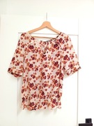 zwiewna biała kremowa lekka letnia bluzka bluzeczka w kwiaty next 42XL