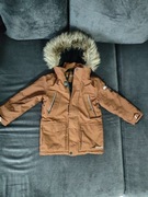 Kurtka C&A Raintex 116 brązowa wodoodporna kaptur z futrem