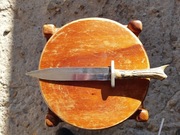 Stary nóż sztylet kordelas myśliwski poroże w porożu duży