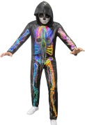Kostium przebranie szkielet multicolor czarny kombinezon z kapturem M