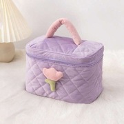 KOSMETYCZKA KUFEREK PIKOWANA FIOLETOWA TULIPAN