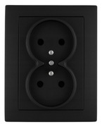 GNIAZDO PODWÓJNE Z UZIEMIENIEM CZARNE PODTYNKOWE QUADRA