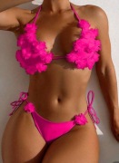Strój kąpielowy bikini kwiaty fuksja 