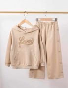 Beżowy komplet dres zestaw bluza Love + spodnie r. 104 