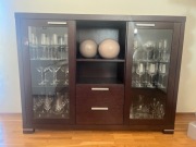 Meble drewniane Paged dąb fornir witryna podświetlana; półki gratis!